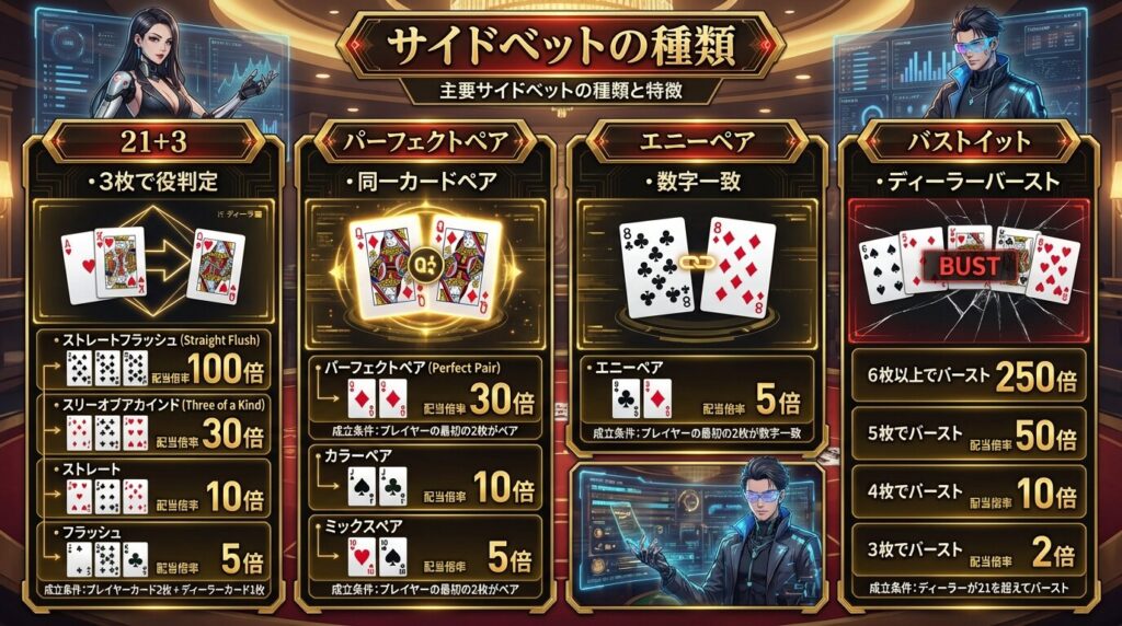 ブラックジャック サイドベット 種類