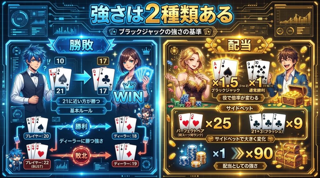 ブラックジャック 強さの違い