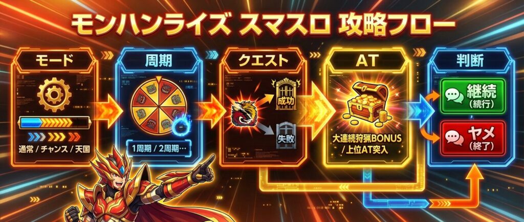 この3つをバラバラに見るのではなく、ひとつの流れとしてつなげて考えることが、モンハンライズ スマスロで勝率を上げるポイントになります。