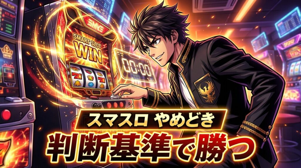 スマスロのやめどき判断基準を解説したパチスロ攻略イメージ