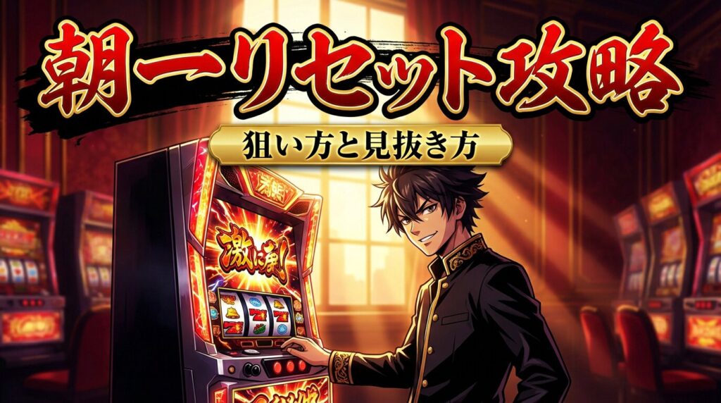 スマスロ朝一リセットの判断フローと立ち回りをまとめたインフォグラフィック