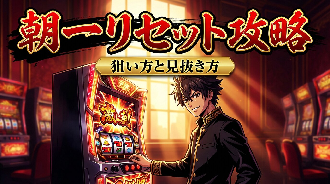 スマスロ朝一リセットの判断フローと立ち回りをまとめたインフォグラフィック