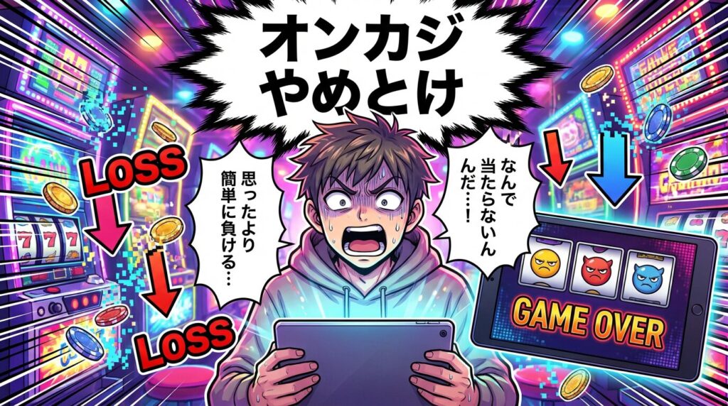 オンカジで負けて焦るプレイヤー