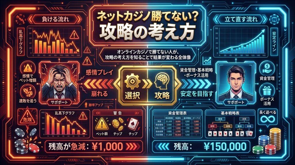 オンラインカジノ 攻略 勝てない 比較
