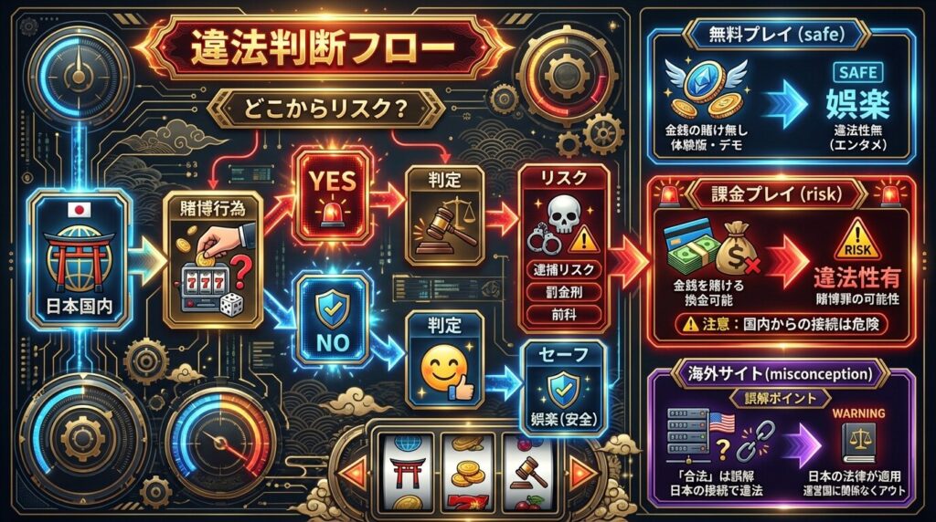 オンラインカジノ違法判断フロー