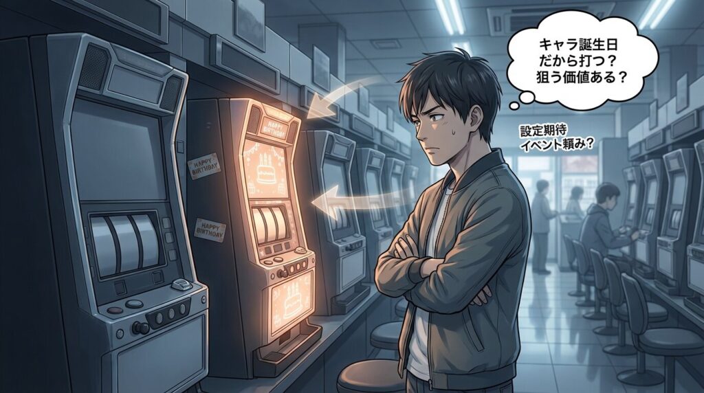 キャラ誕生日を意識して台を選ぶ瞬間
