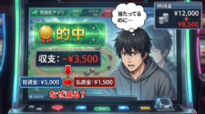 トリガミとは 当たっているのに負ける状態のイメージ