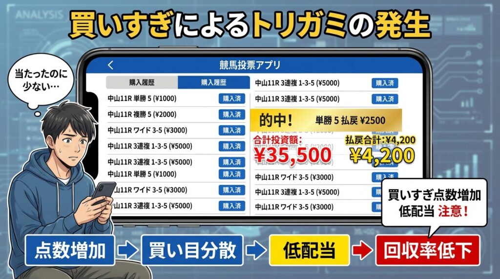トリガミの原因 点数が増えすぎるパターン