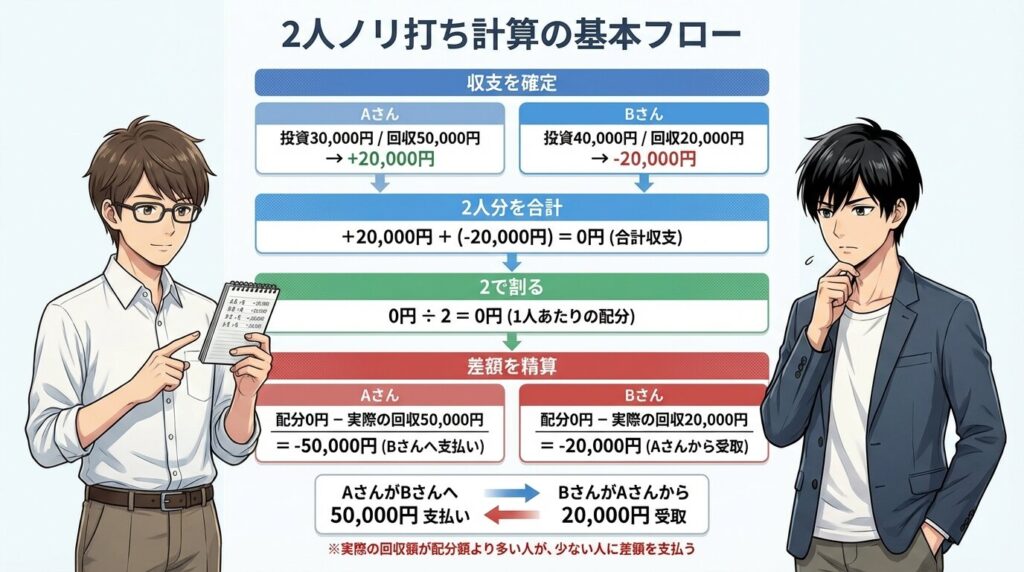 ノリ打ち計算の流れ 2人版