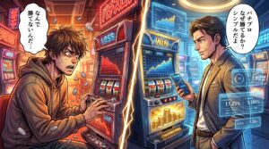 パチプロなぜ勝てるのかを考える対比イメージ
