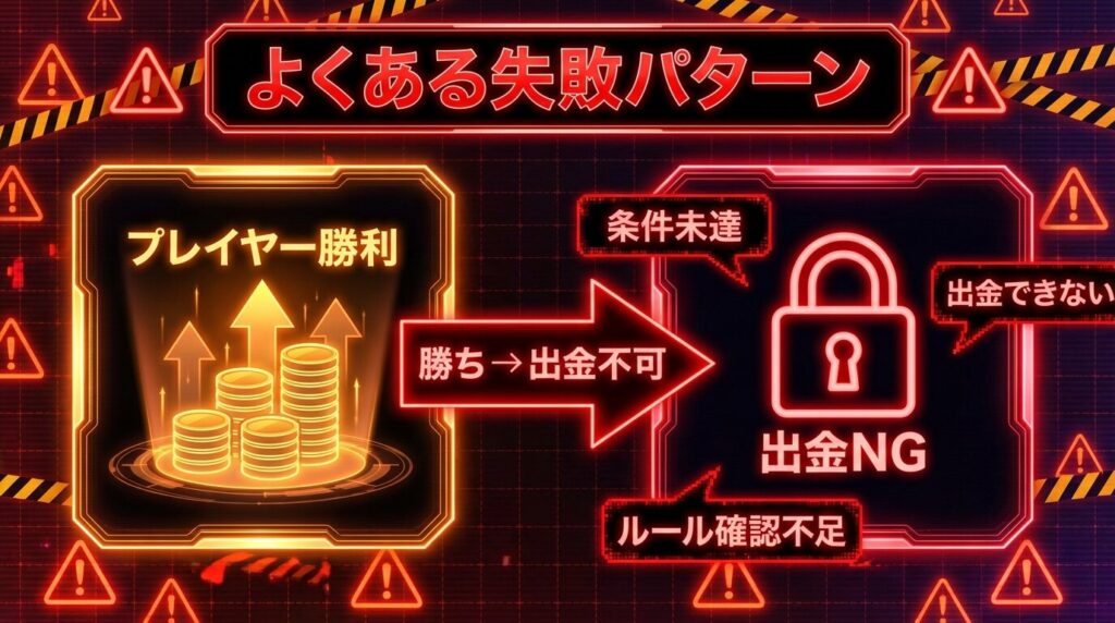 ボーナス条件で失敗するパターン