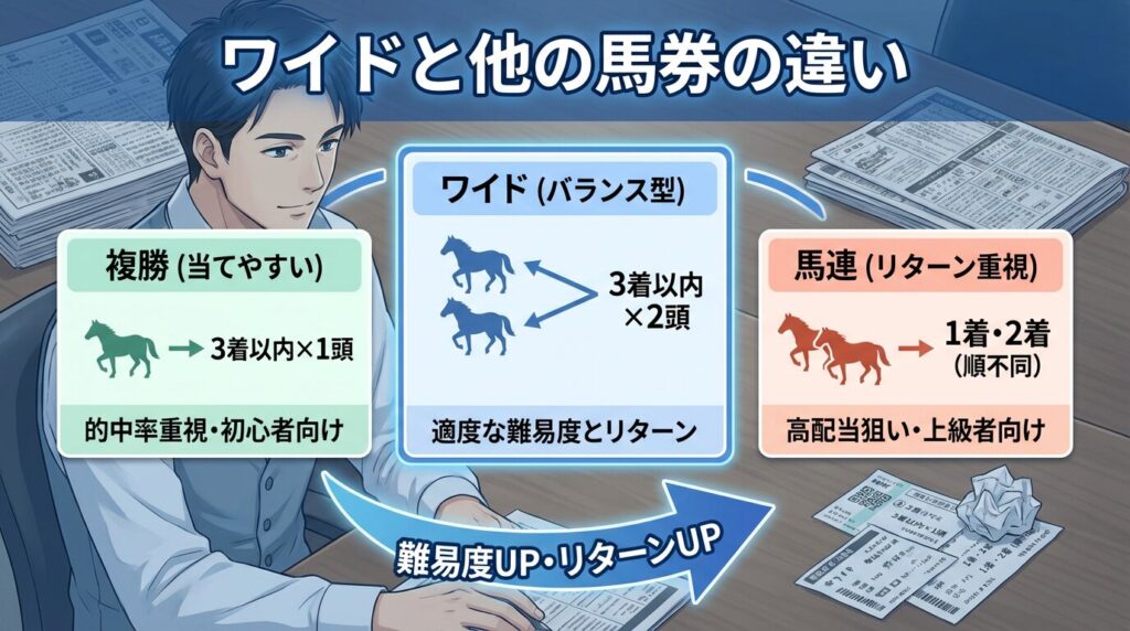 ワイドと他馬券の違い比較