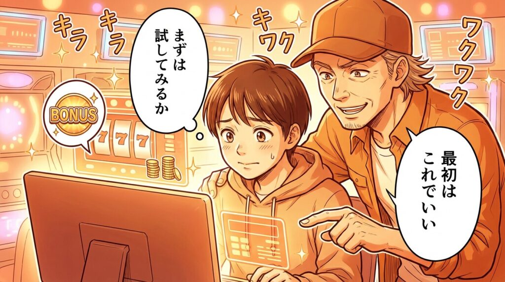 初心者が慎重にオンカジを始めるシーン