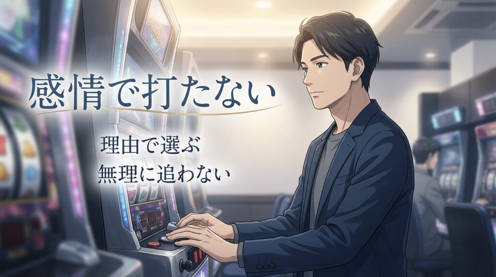 感情に流されず冷静に判断して台を選ぶプレイヤーのイメージ