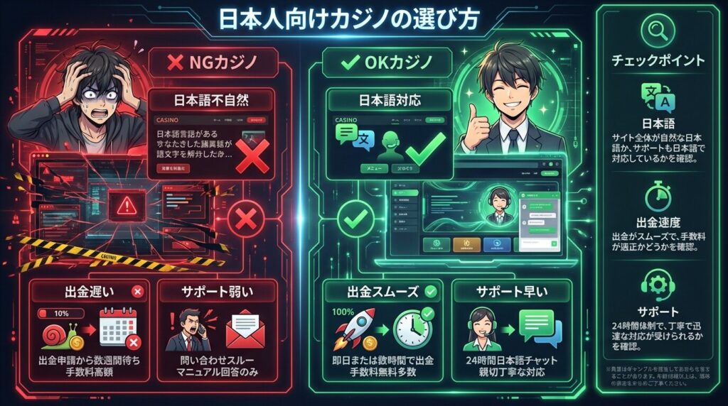 日本人向けカジノの選び方比較