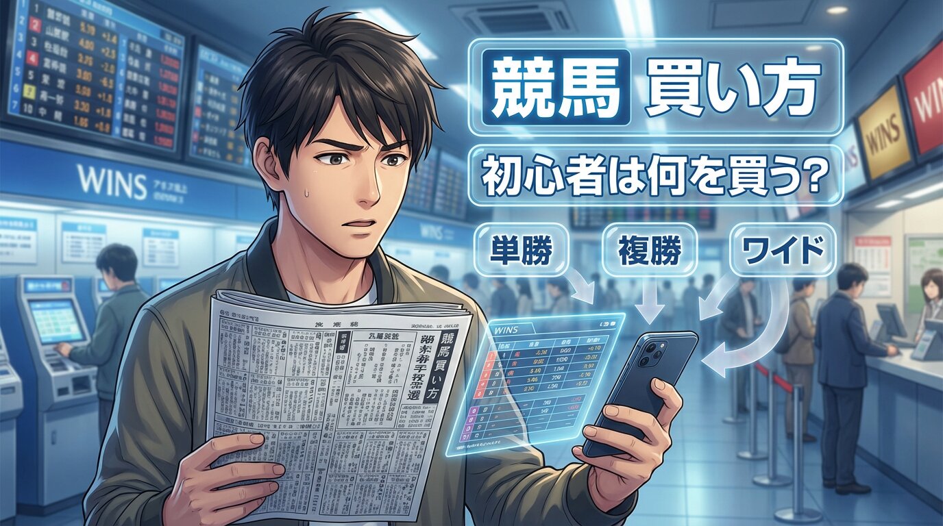競馬の買い方を迷う初心者のイメージ
