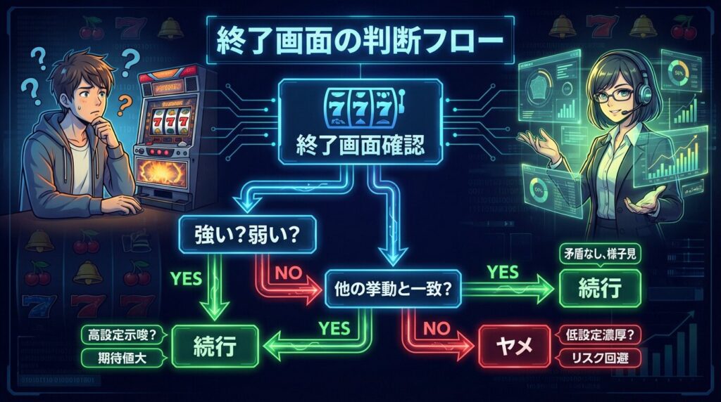 終了画面 判断フロー