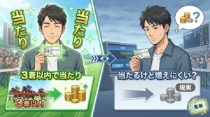 複勝とはの期待と現実を対比したビジュアル