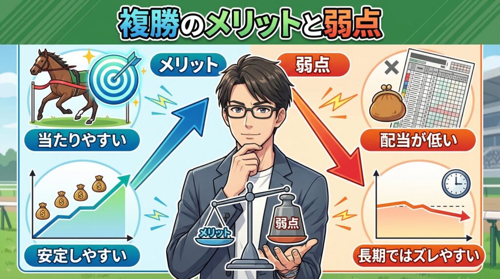 複勝のメリットと弱点を比較する図