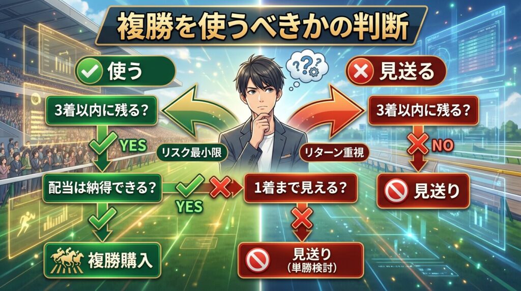 複勝を使うべきか判断する基準の図