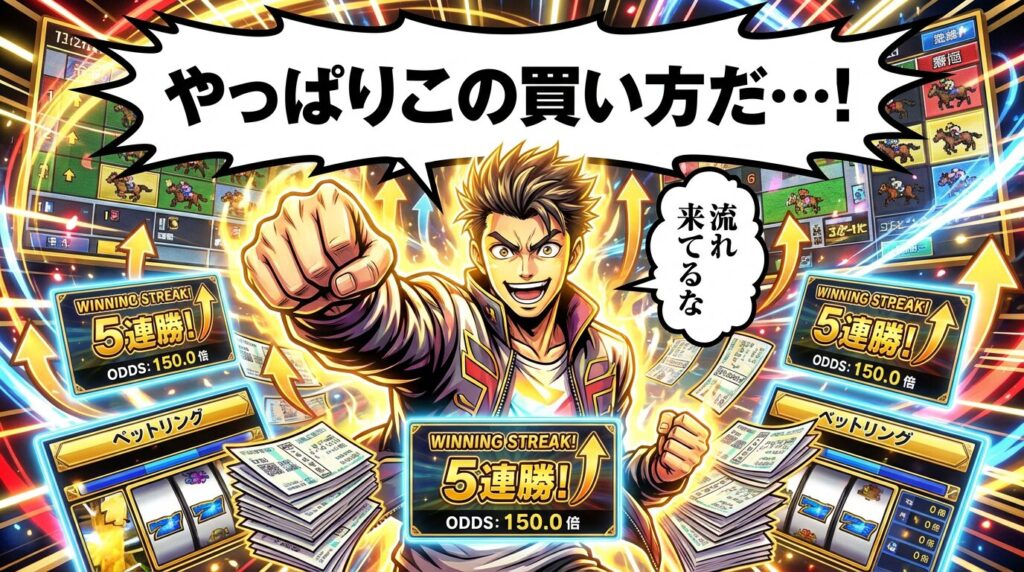 連勝して調子に乗る競馬プレイヤー