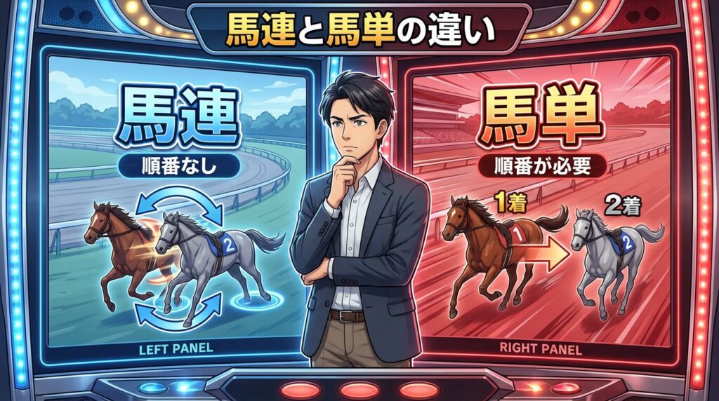 馬連と馬単の違い比較イメージ