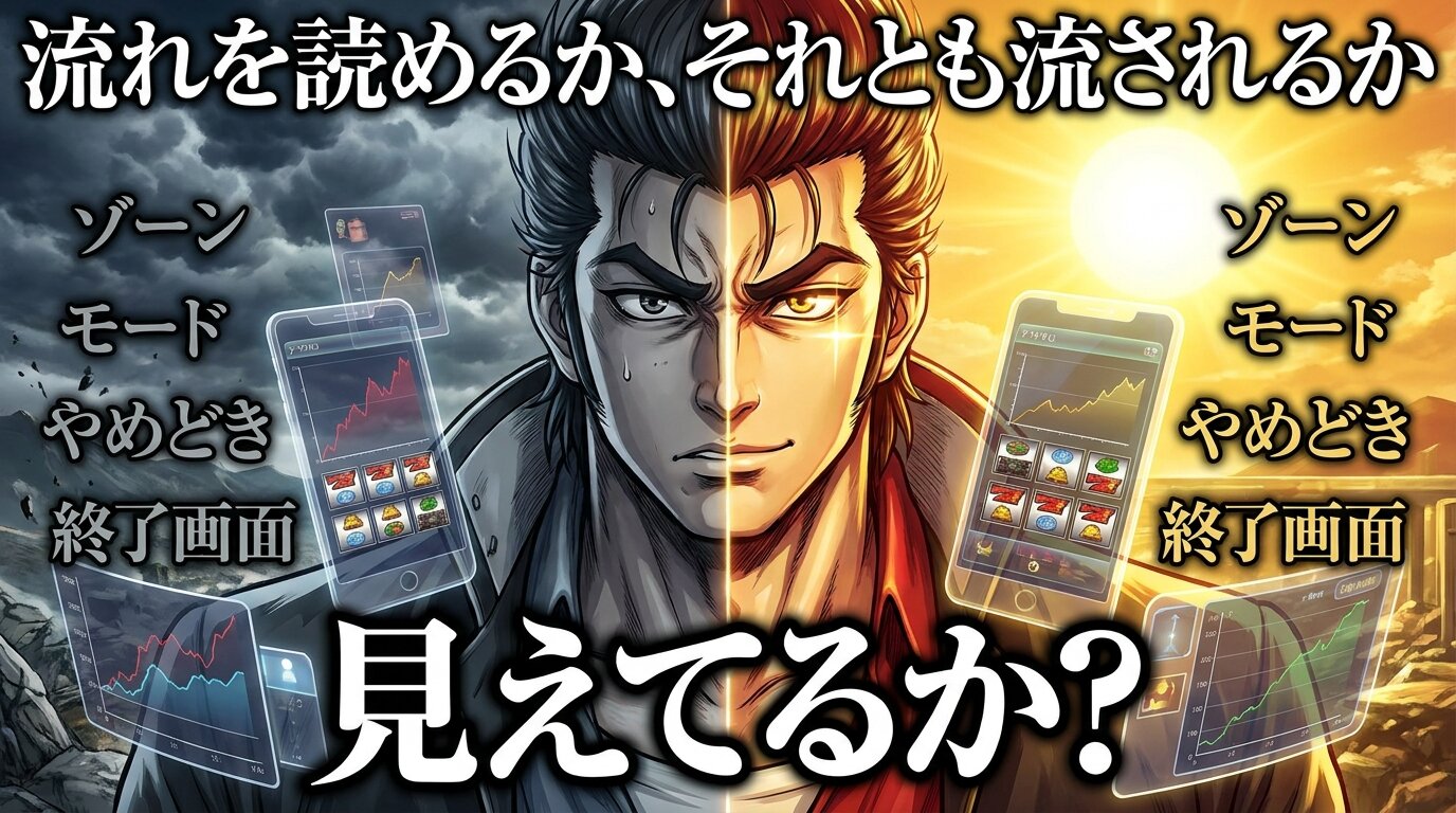 いざ番長 スマスロの流れと判断の違いを表現したビジュアル