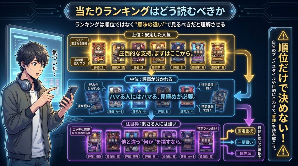 トリプレットビート当たりランキングの読み方を示す図