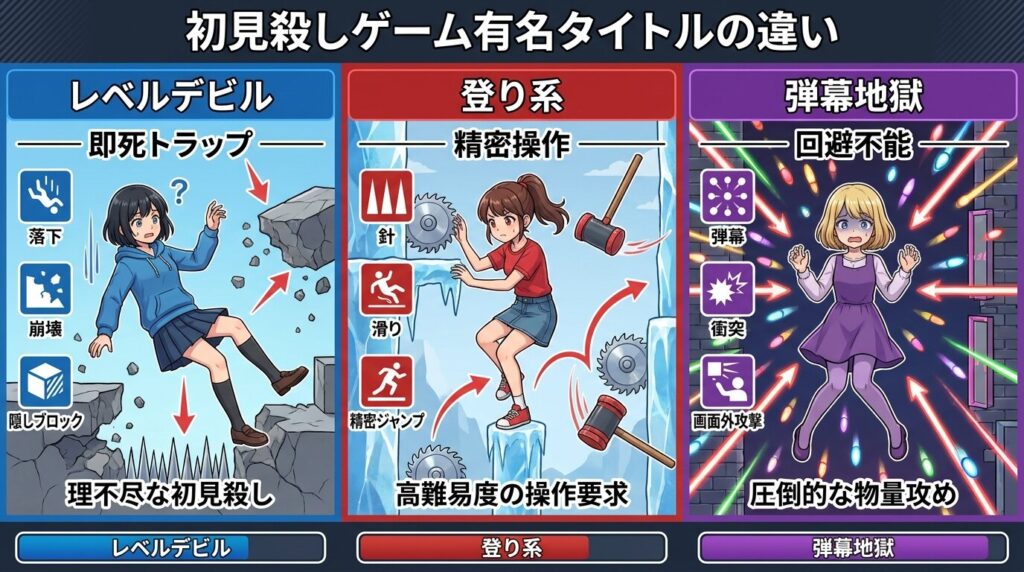 初見殺しゲームの有名タイトル比較イメージ