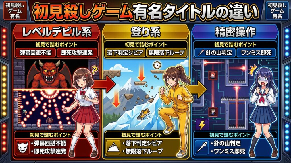 有名初見殺しゲームの特徴比較